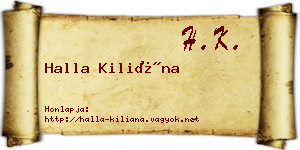 Halla Kiliána névjegykártya