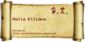 Halla Kiliána névjegykártya